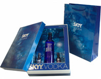 SKYY VODKA高档礼品酒盒 双铜纸裱瓦楞烫金工艺